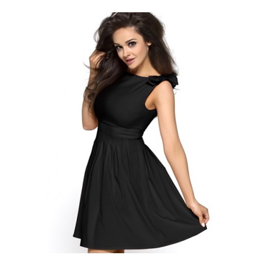 Czarna sukienka z kokardami KM112-4 kartes-moda czarny cień do powiek