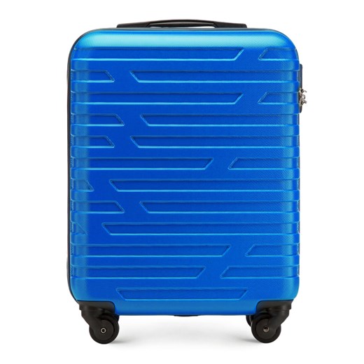 Walizka kabinowa z ABS-u w geometryczny deseń niebieska ze sklepu WITTCHEN w kategorii Walizki - zdjęcie 135152354