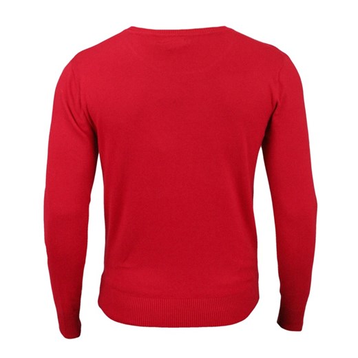 Klasyczny męski sweter Rey Jay SWRJGR314012UCZERW jegoszafa-pl czerwony klasyczny