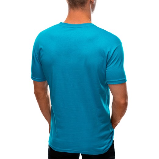 T-shirt męski z nadrukiem 1569S - jasnoniebieski Edoti.com M Edoti.com