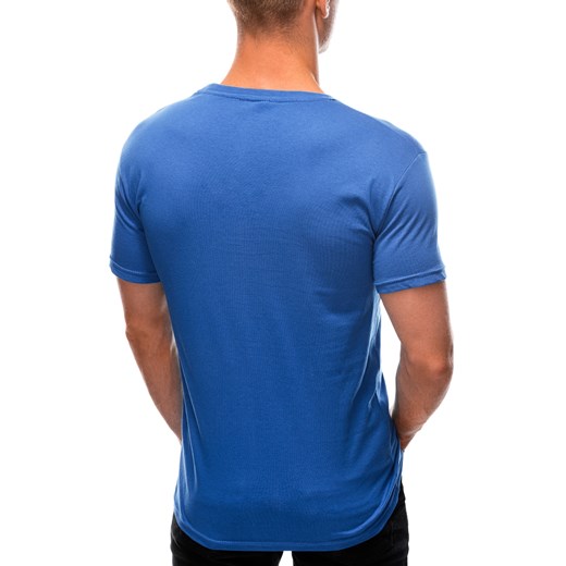 T-shirt męski z nadrukiem 1569S - niebieski Edoti.com L Edoti.com