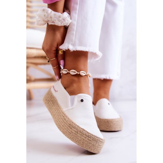 Damskie Espadryle Na Platformie Cross Jeans JJ2R4013C Białe Cross Jeans 38 wyprzedaż ButyModne.pl
