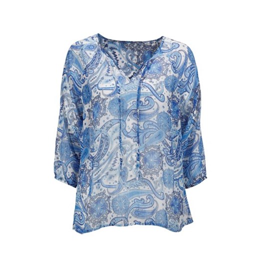 Bluzka niebieski/biały/wzór paisley halens-pl niebieski abstrakcyjne wzory