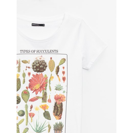 Koszulka z nadrukiem Types Of Succulents - Biały House L House