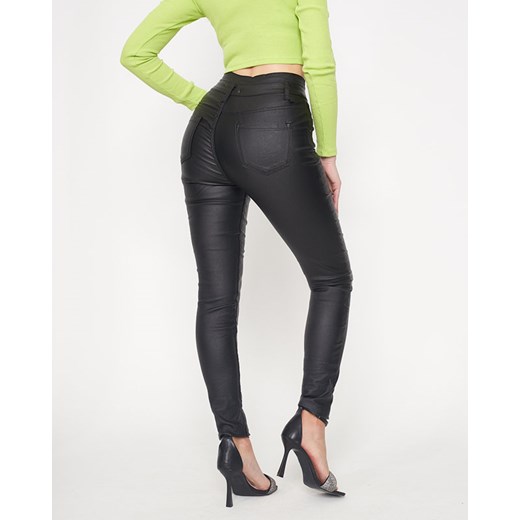 Czarne damskie woskowane spodnie - Odzież Royalfashion.pl XL - 42 royalfashion.pl