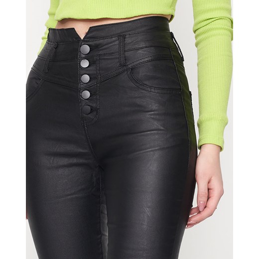 Czarne damskie woskowane spodnie - Odzież Royalfashion.pl L - 40 royalfashion.pl