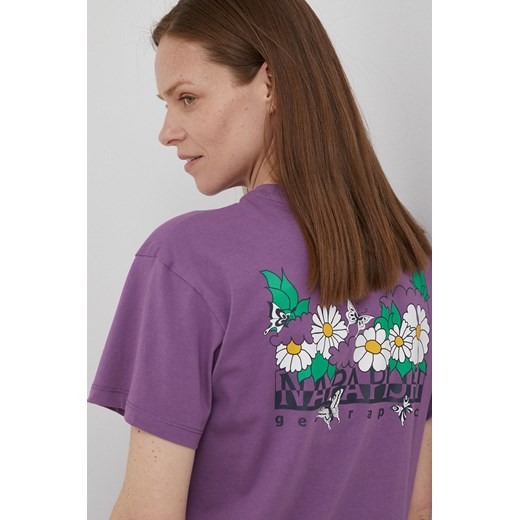 Napapijri t-shirt bawełniany kolor fioletowy Napapijri S ANSWEAR.com