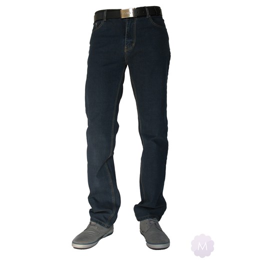 Elastyczne męskie spodnie jeansy granatowe mercerie-pl czarny dopasowane