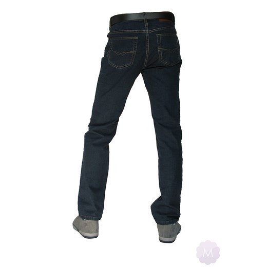 Elastyczne męskie spodnie jeansy granatowe mercerie-pl czarny grube