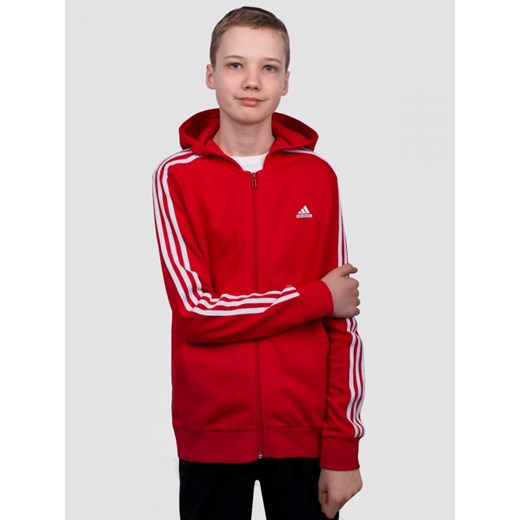 Bluza Dziecięca Adidas Essentials 3-paski Kaptur Czerwona 164 darcet