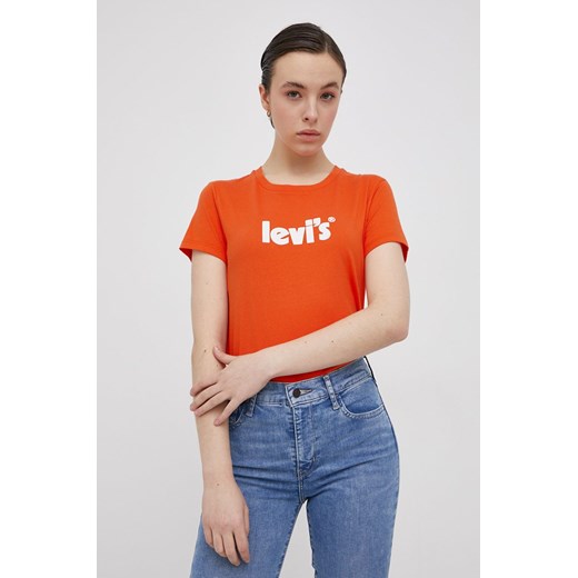 Levi's T-shirt bawełniany kolor pomarańczowy S ANSWEAR.com