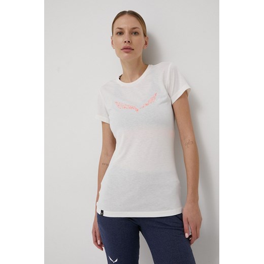 Salewa t-shirt sportowy Solid Dry kolor biały 00-0000027019 ze sklepu ANSWEAR.com w kategorii Bluzki damskie - zdjęcie 135275554