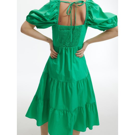 Reserved - Bawełniana sukienka z falbanami - Zielony Reserved XL Reserved