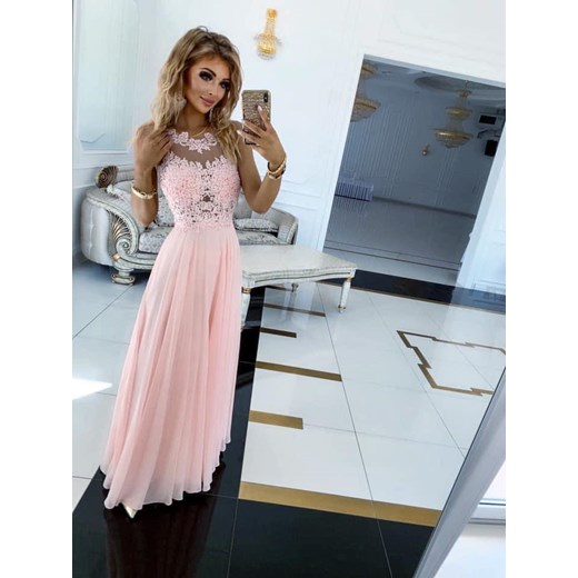 Sukienka Bugatti Długa Pudrowy Róż Madelinefashion OS madelinefashion.pl
