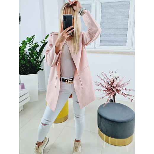 Narzutka Zamszowa Felicja Pudrowy Róż Madelinefashion OS madelinefashion.pl promocja
