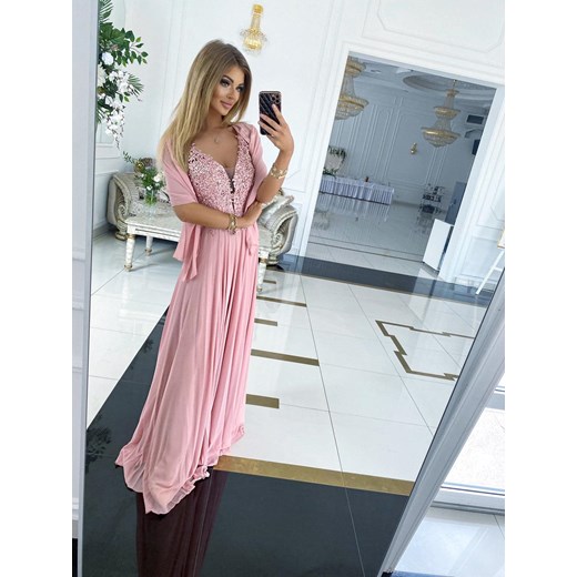 Sukienka Jagoda Długa Wrzosowa Madelinefashion OS madelinefashion.pl