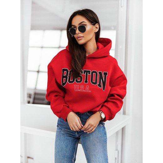 Bluza Z Kapturem Boston Czerwona Madelinefashion OS madelinefashion.pl