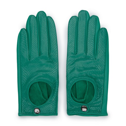 Damskie rękawiczki skórzane samochodowe klasyczne zielone ze sklepu WITTCHEN w kategorii Rękawiczki damskie - zdjęcie 135313612