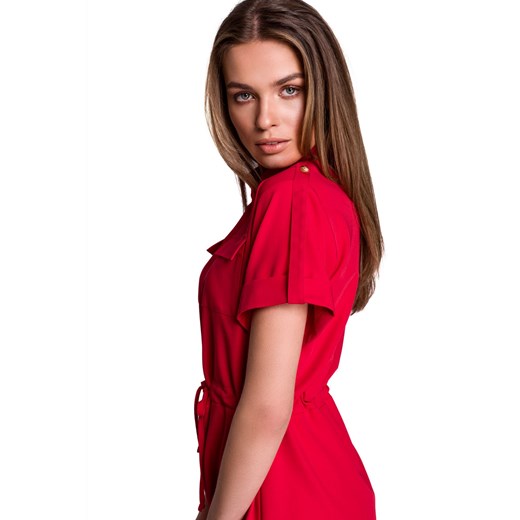 S298 Sukienka z kieszeniami i wiązaniem - czerwona Stylove XL (42) Świat Bielizny