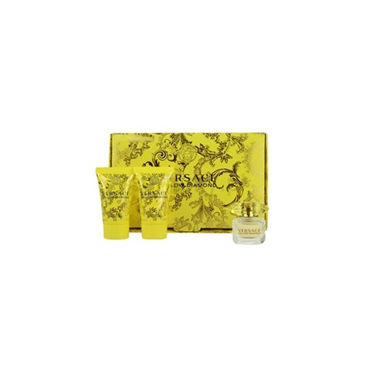 Versace Yellow Diamond zestaw upominkowy V. woda toaletowa 5 ml + mleczko do ciała 25 ml + żel pod prysznic 25 ml iperfumy-pl zielony błyszcząca