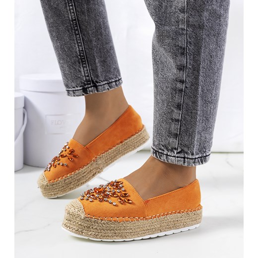 Pomarańczowe espadryle z cyrkoniami Leer Gemre 36 okazja hers