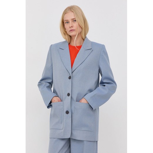 Gestuz marynarka z domieszką lnu oversize gładka Gestuz 38 ANSWEAR.com