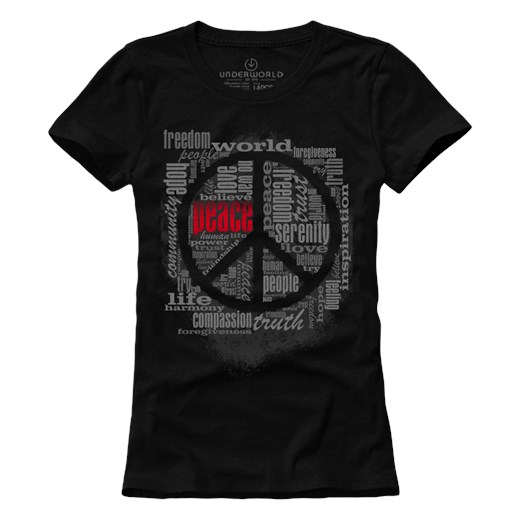 T-shirt damski UNDERWORLD Peace czarny ze sklepu morillo w kategorii Bluzki damskie - zdjęcie 135446462