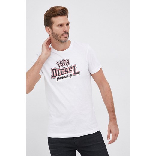 Diesel T-shirt bawełniany kolor biały z nadrukiem Diesel M okazja ANSWEAR.com