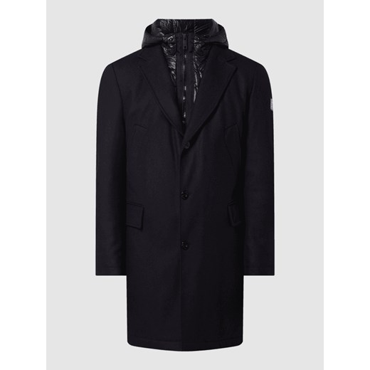 Krótki płaszcz z plisą w kontrastowym kolorze model ‘Acerra’ Strellson 48 promocyjna cena Peek&Cloppenburg 