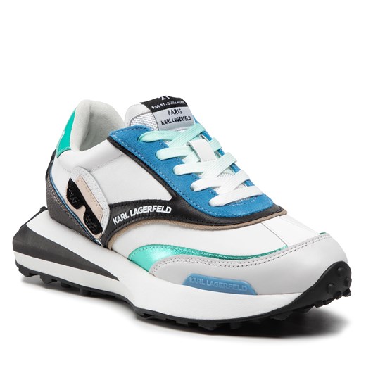 Sneakersy KARL LAGERFELD - KL62930A White Lthr & Sde w/Turq Karl Lagerfeld 41 eobuwie.pl