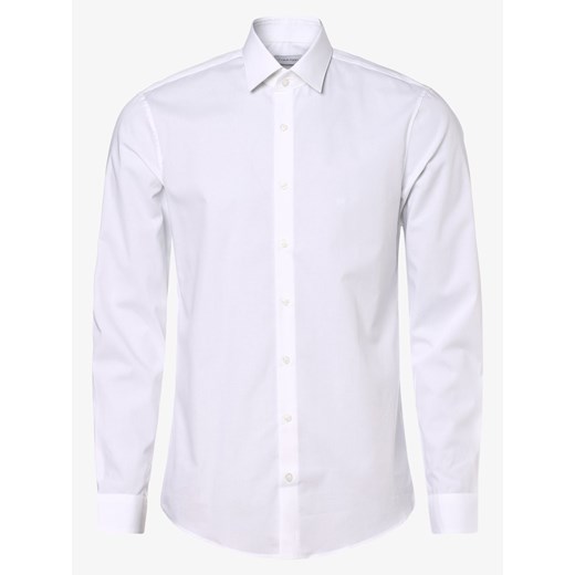 Calvin Klein Koszula męska Mężczyźni Slim Fit Bawełna biały jednolity kołnierzyk kent ze sklepu vangraaf w kategorii Koszule męskie - zdjęcie 135475773