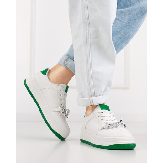 Biało - zielone sportowe buty damskie z łańcuszkiem Nevito - Obuwie Royalfashion.pl 39 royalfashion.pl