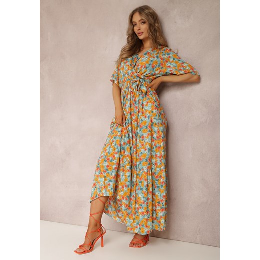 Pomarańczowo-Jasnoniebieska Sukienka Pheliphae ze sklepu Renee odzież w kategorii Sukienki - zdjęcie 135479473