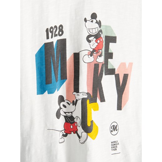 Reserved - Bawełniany t-shirt Mickey Mouse - Kremowy Reserved 164 Reserved