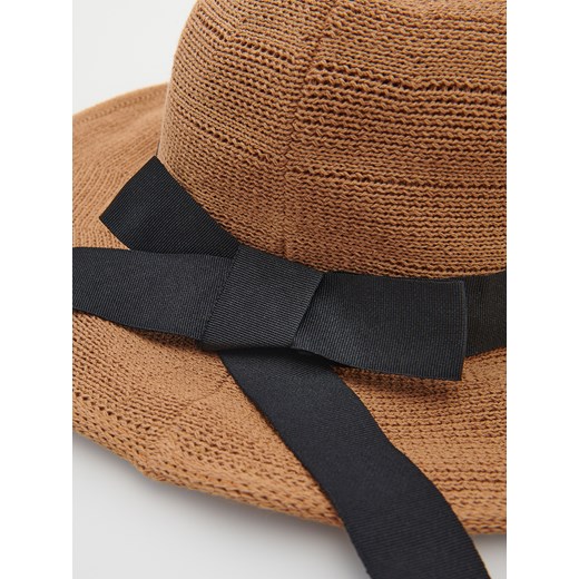 Reserved - Bawełniany kapelusz z kokardą - Beżowy Reserved S Reserved