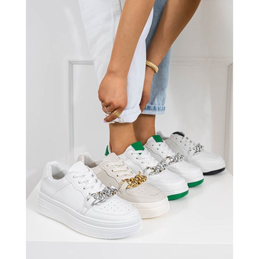 Biało - zielone sportowe buty damskie z łańcuszkiem Nevito - Obuwie Royalfashion.pl 39 royalfashion.pl