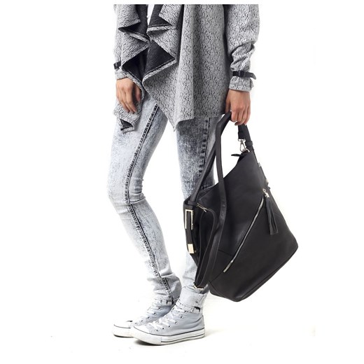 Sztokholm grey,  duża torba-worek na ramię vintageshop-pl czarny damskie