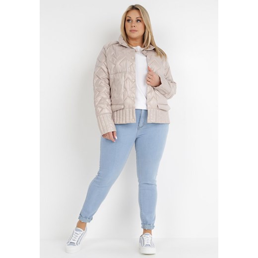 Beżowa Kurtka Dwustronna Hypsora 5XL Born2be Odzież
