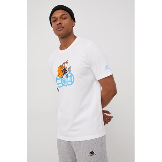 adidas Performance t-shirt bawełniany kolor biały z nadrukiem M ANSWEAR.com