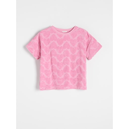 Reserved - T-shirt z aplikacją - Różowy Reserved 122 Reserved