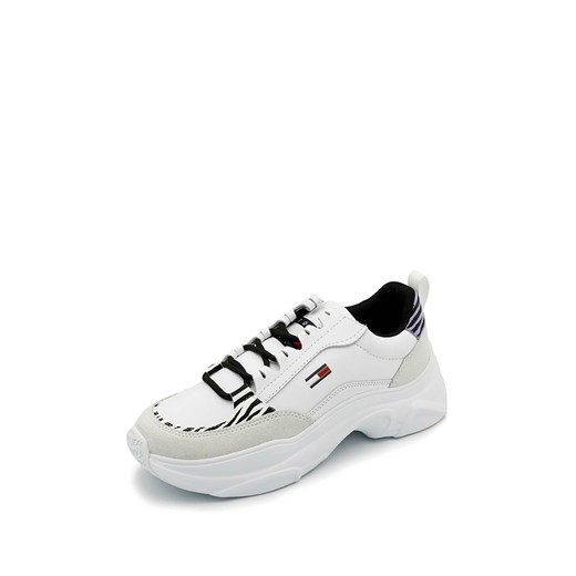 Skórzane sneakersy w kolorze biało-jasnoszarym ze wzorem Tommy Jeans 40 okazyjna cena Limango Polska
