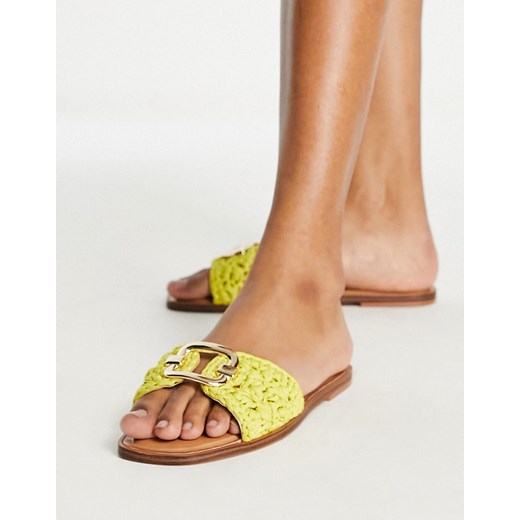 ALDO – Glaswen – Żółte płaskie sandały z szydełkowaną wstawką-Zielony Aldo 38 Asos Poland