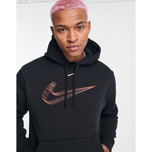 Nike – Czarno-czerwona bluza z kapturem, polarowym wykończeniem i logo Swoosh z Nike L Asos Poland