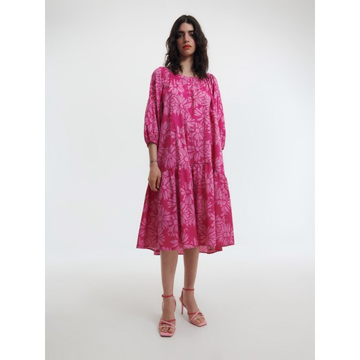 Reserved - Bawełniana sukienka midi - Wielobarwny Reserved M Reserved