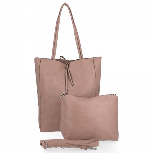 Shopper bag Hernan ze skóry ekologicznej beżowa na ramię mieszcząca a6