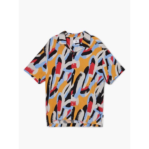 Cropp - Kolorowa koszula z krótkim rękawem - Beżowy Cropp XL Cropp