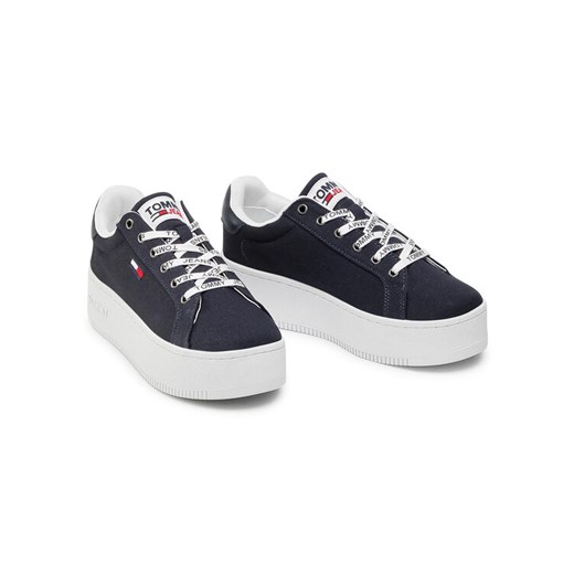 Tommy Jeans Sneakersy Iconic Essential Flatform EN0EN01358 Granatowy Tommy Jeans 40 wyprzedaż MODIVO