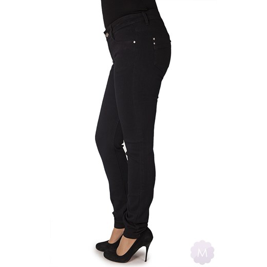 Czarne damskie spodnie jeansowe rurki z wyższym stanem mercerie-pl  jeans
