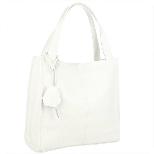 Duża torebka włoska shopper bag biała skóra naturalna ze sklepu melon.pl w kategorii Torby Shopper bag - zdjęcie 136218423