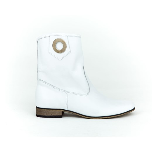 wsuwane botki na płaskim spodzie  - skóra naturalna - model 270 - kolor biały Zapato 38 zapato.com.pl